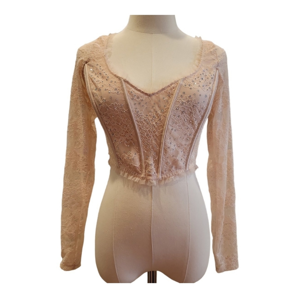 Nwot Victoria Secret Dream Angels Luxe Lace Rhinestone Bling Top S-Dd